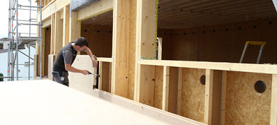 Caissons créés par la structure et les plaques d'isolant extérieur.