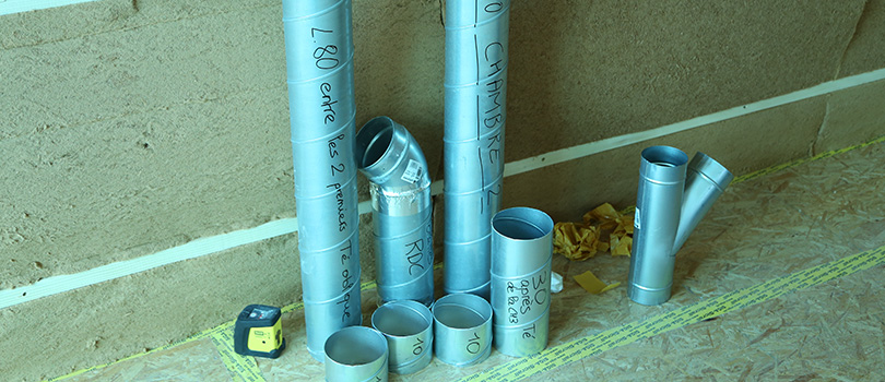 Test de l'étanchéité de la maison passive.